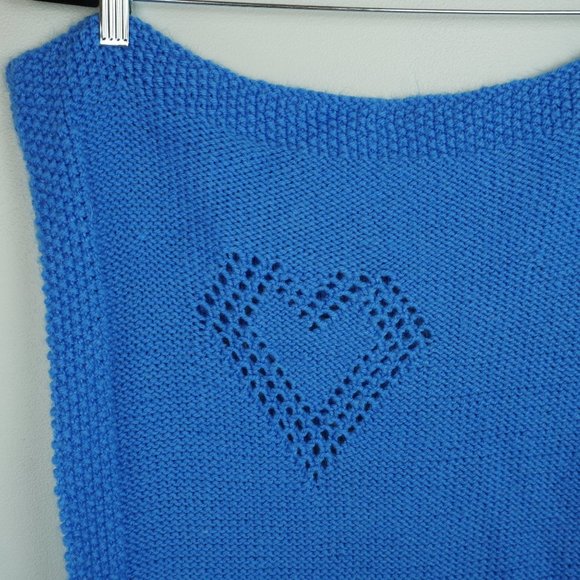 Handmade‎ Blue Heart Knitted Blanket 36x40 - Picture 3 of 5